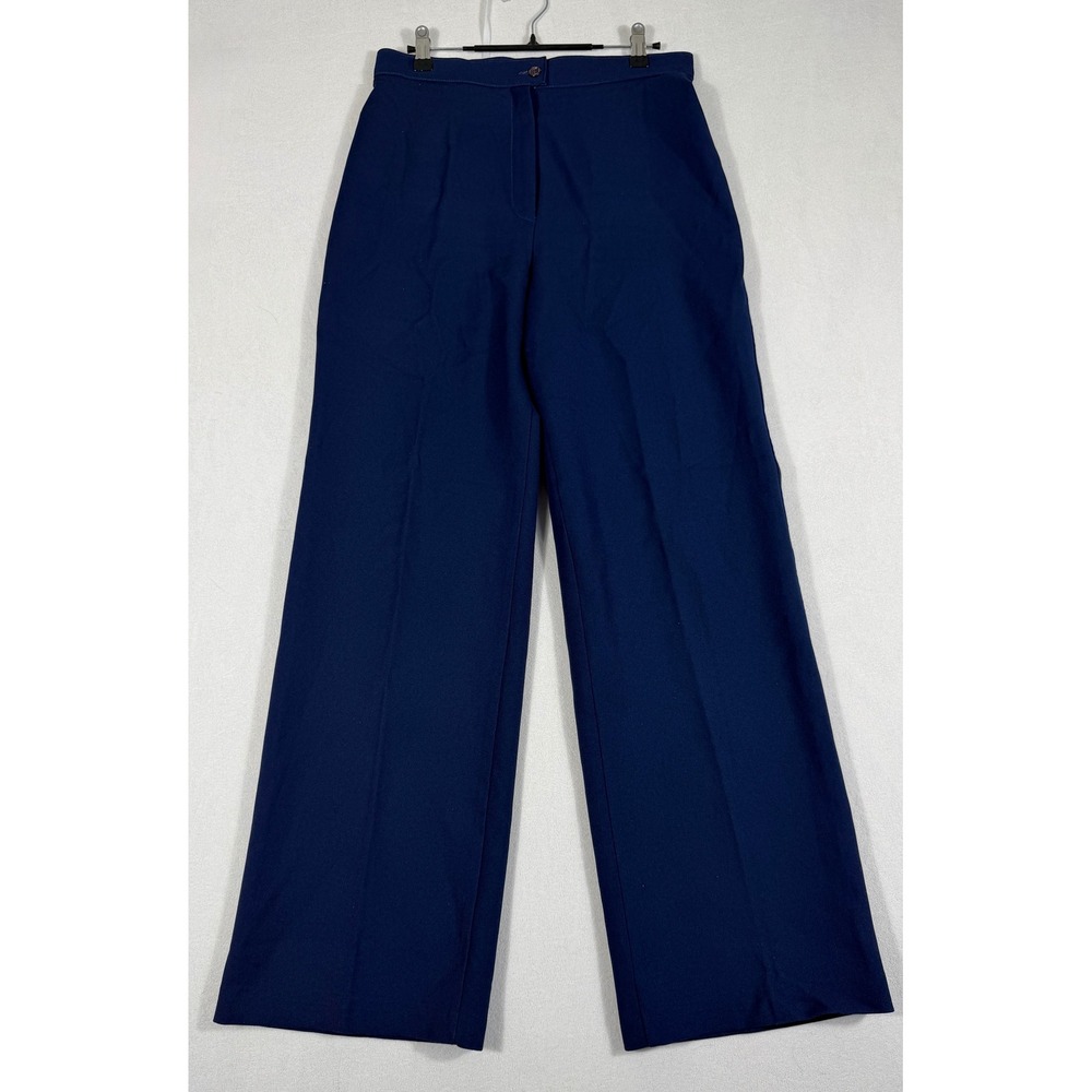 Vintage Cricket Lane Navy Blue High Waisted Wide Leg Pleated Trousers Pants 8
